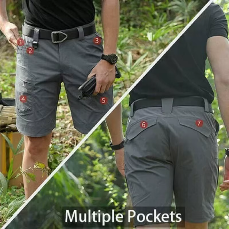 Short cargo militaire extérieur pour homme, short d'été urbain imperméable, pantalon de camp de trekking, multi-poches, grande taille, randonnée