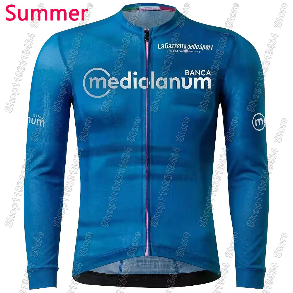 Maillot de cyclisme Tour de l'Italie Rose 2026 Manches longues Bleu Giro-Violet Vêtements de vélo de route Hauts