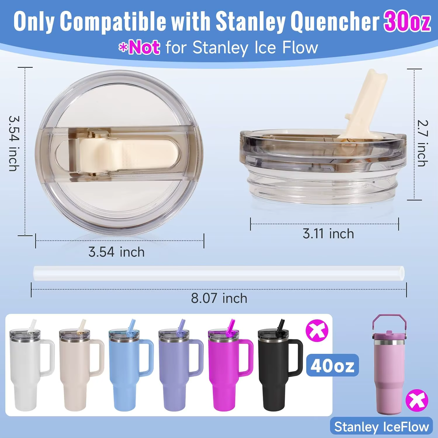 Couvercle à paille rabattable 30oz pour gobelet Stanley 2.0, couvercle de remplacement anti-fuite, couvercle anti-déversement pour accessoires Stanley Cup