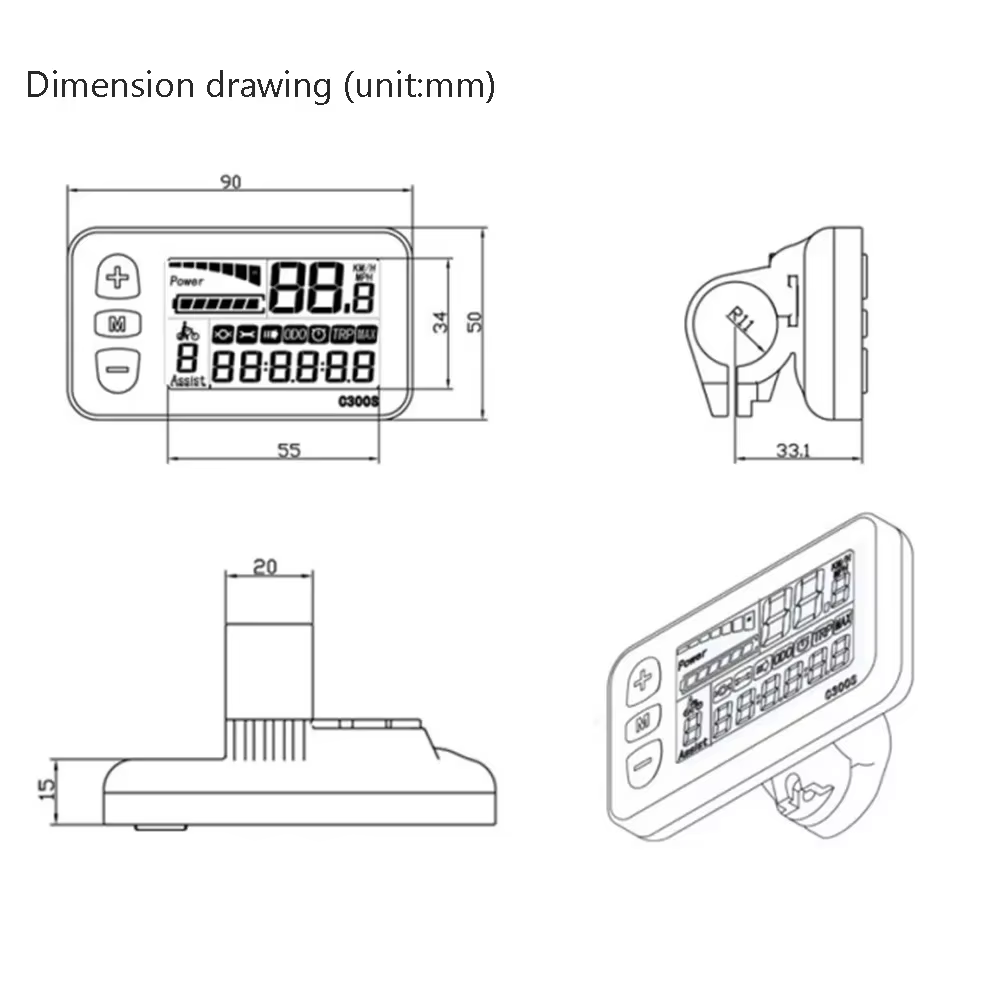 Écran LCD pour vélo électrique Nulkomma C300S