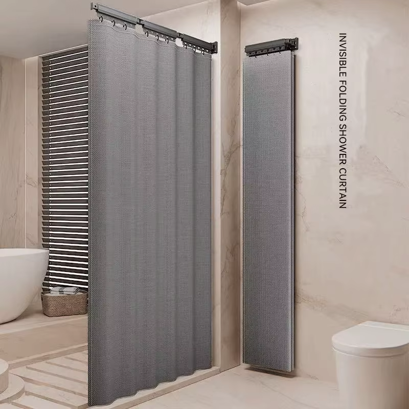 Ensemble de tringle de douche pliable, séparation de salle de bain haut de gamme imperméable pour la séparation humide et sèche, avec un support pliable