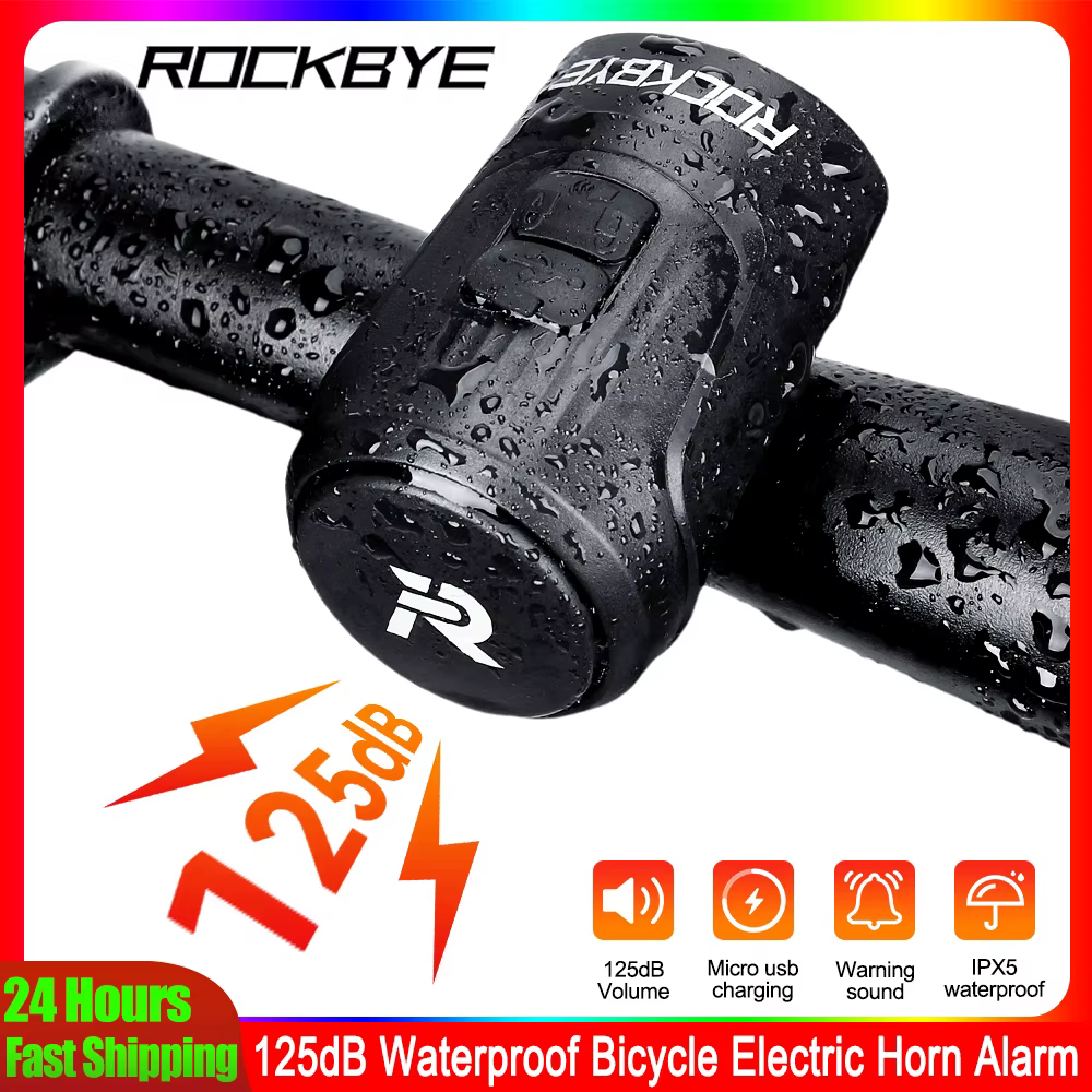 Rockbye 125dB fort vélo moto électrique cloche klaxon IPX5 étanche Micro-USB Rechargeable VTT alarme antivol