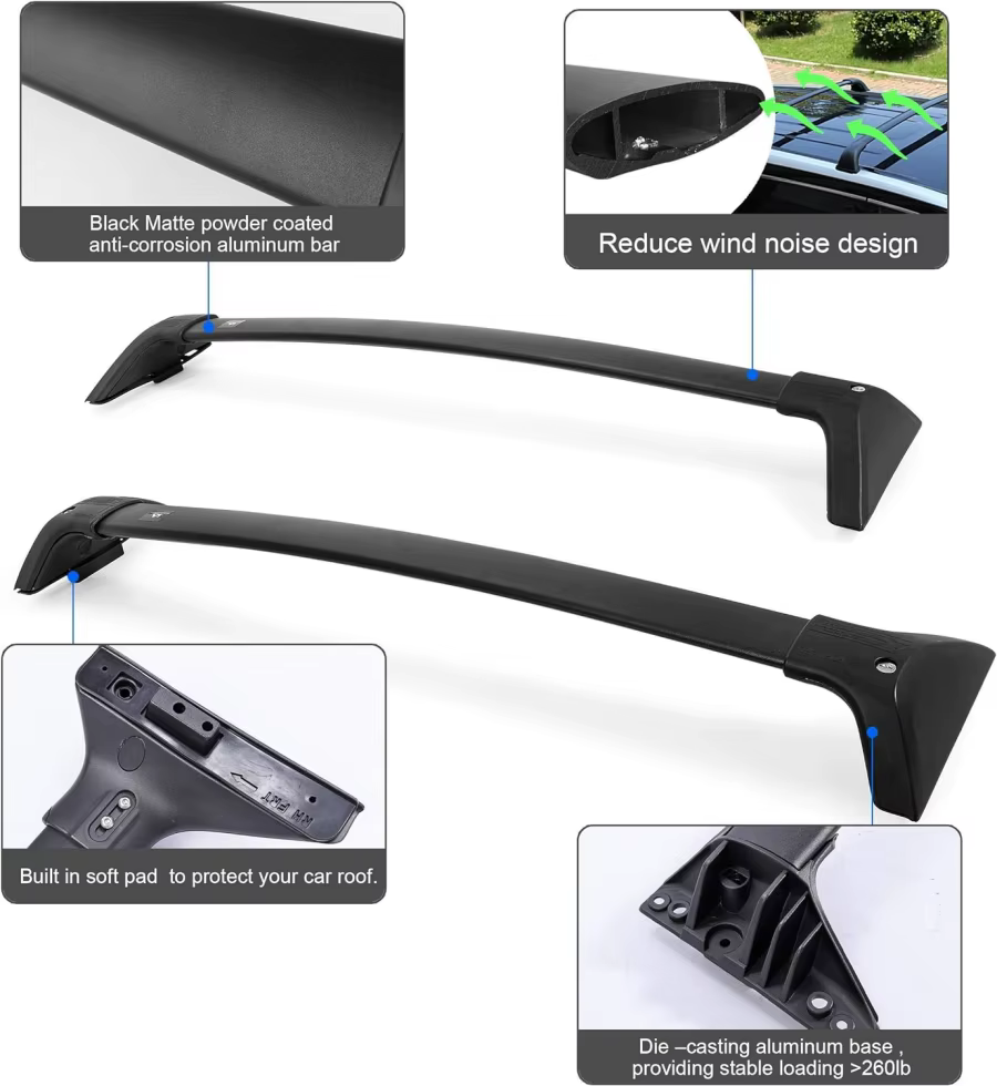 Barres transversales de galerie de toit pour Toyota RAV4 2019 – 2025 (ne convient pas à 2024 LE/Adventure/TRD Off-Road/Hybrid Woodland Edition) Verrou antivol