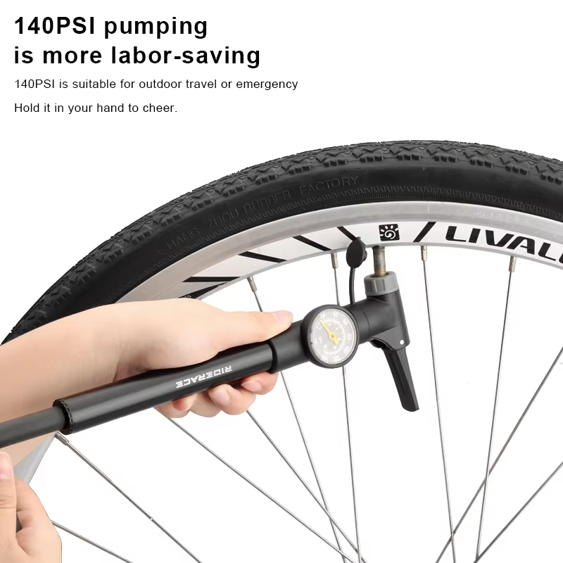 Pompe à vélo Portable avec jauge