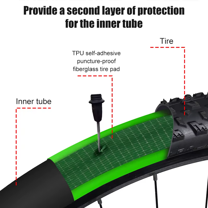  Protection de pneu de vélo anti-crevaison autocollante en TPU et fibre de verre
