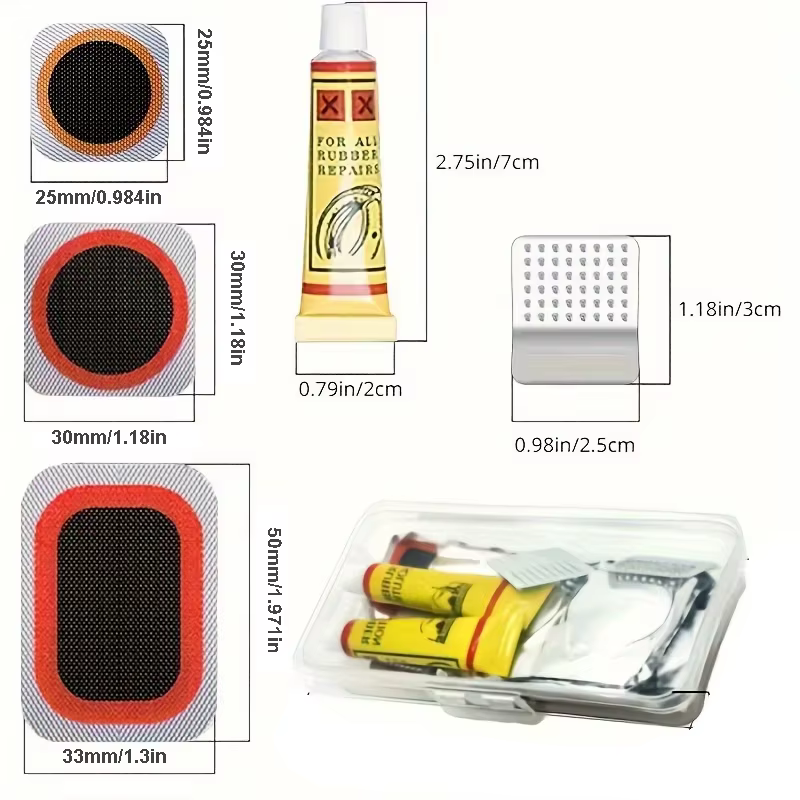 Kit de réparation de pneus de vélo 39 pièces-Kits de patchs de crevaison de chambre à air