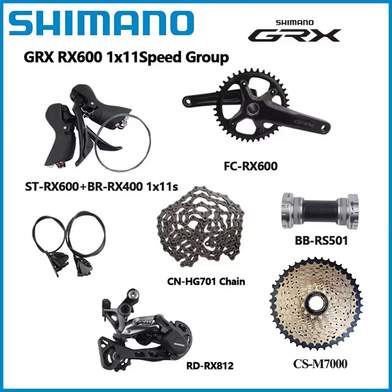 Groupe de transmission SHIMANO GRX RX600 1x11s pour vélo de route 170MM/172.5MM 40T RD RX812 Frein RX400 HG701 Chaîne M8000 11-42T