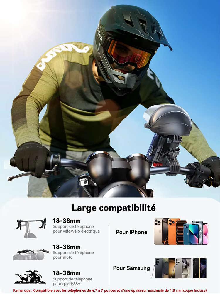 Support de téléphone pour vélo Joyroom avec fixation pour casque 360° °
