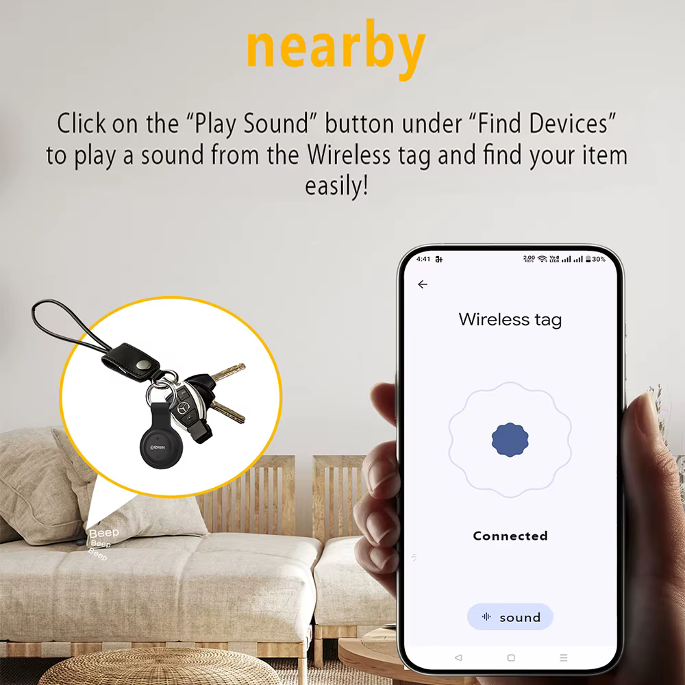 Mini traceur GPS double système pour Apple Find My/Android Google Find Hub App, localisateur d'objets, traceur de vélo/sac