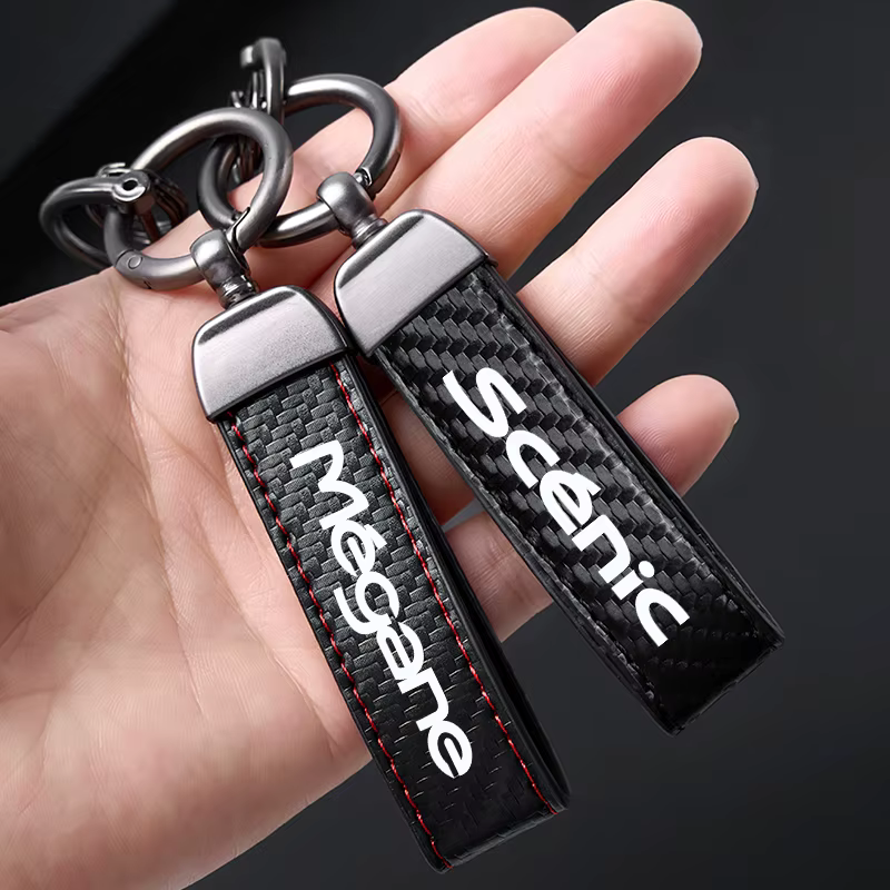 Porte-clés de voiture pour Megane Scenic GT RS, Logo couleur française, widget en métal, accessoires d'ornements en cuir et Fiber de carbone