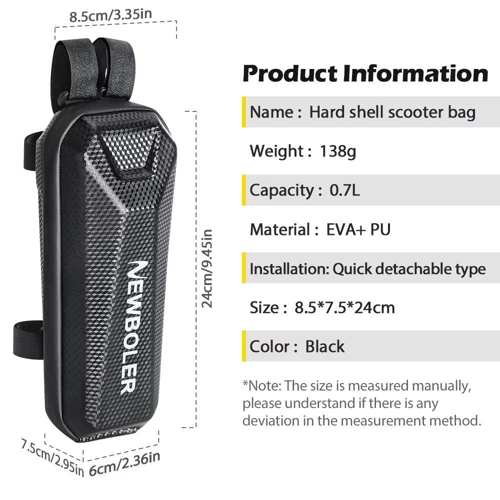 NEWBOLER 0.7L Scooter électrique avant sac étanche Velcro sangle libération EVA