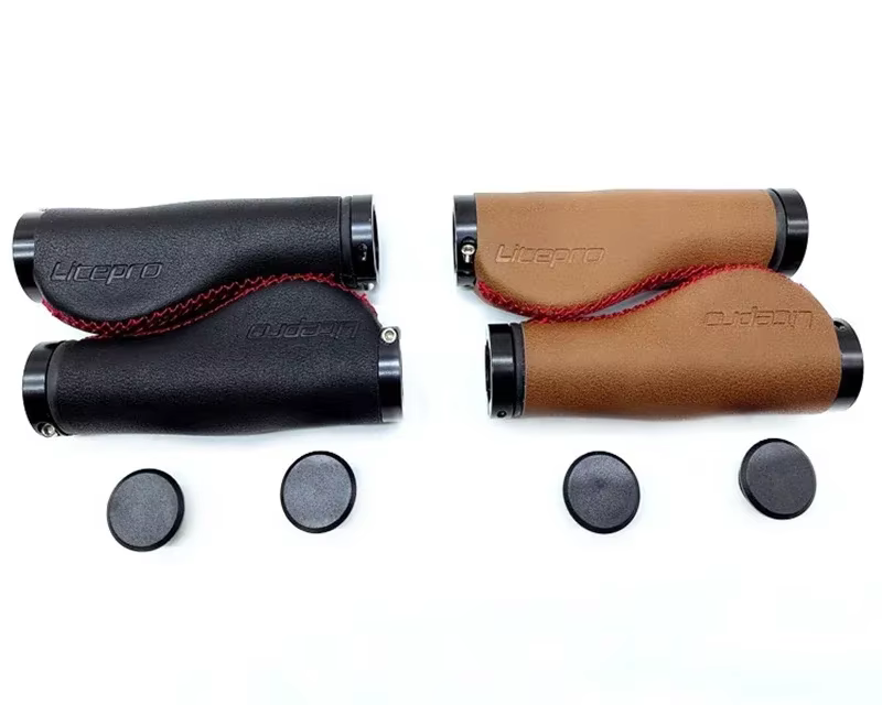 LITEPRO guidon de vélo pliant Double poignée de verrouillage pour Brompton 22.2mm poignées en cuir Vintage faites à la