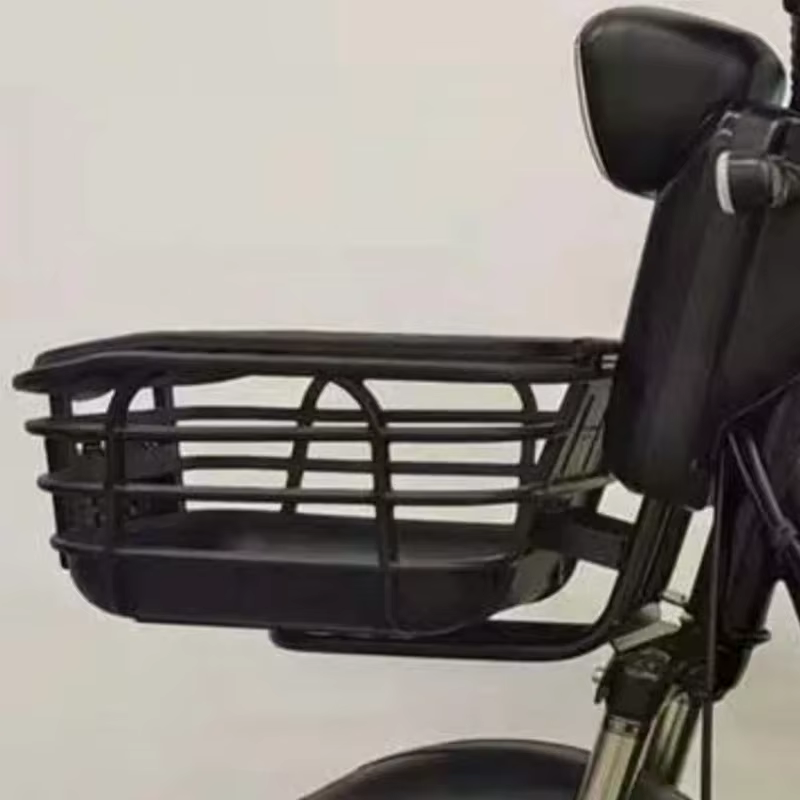 Panier de vélo anti-extrusion noir ; Grande capacité ; Conception avant amovible ; Convient aux vélos électriques