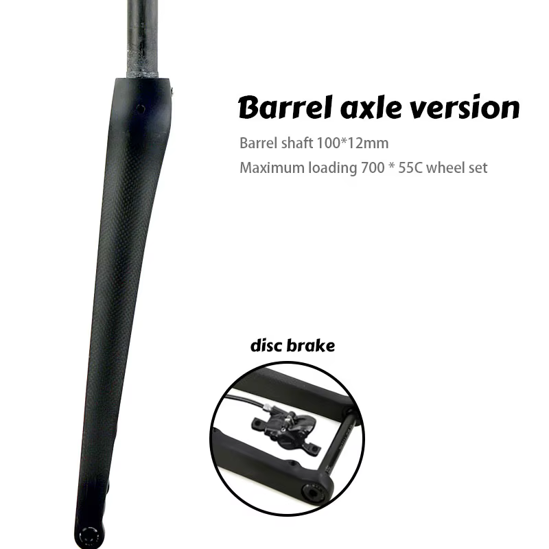 Fourche de vélo de gravier en carbone rigide pour pneus larges 700x55C