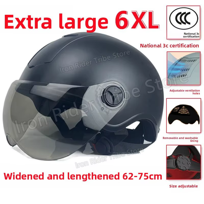 Casque demi-intégral grande taille 62-72 cm