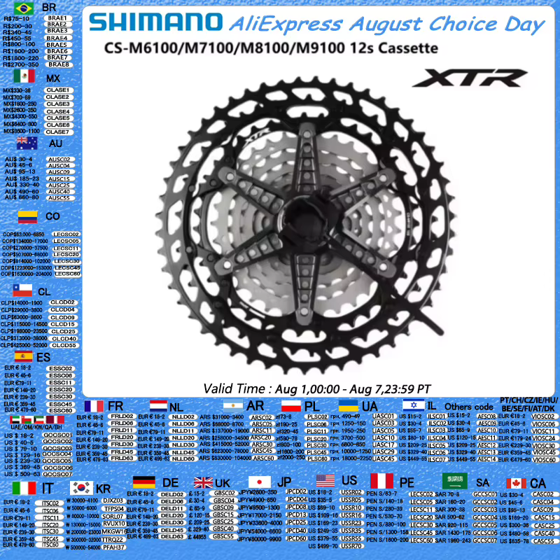 Shimano M6100 M7100 M8100 M8200 M9100 Cassette MS 12 vitesses DEORE SLX XT XTR série 12s 10-51T/10-45T pour pièce