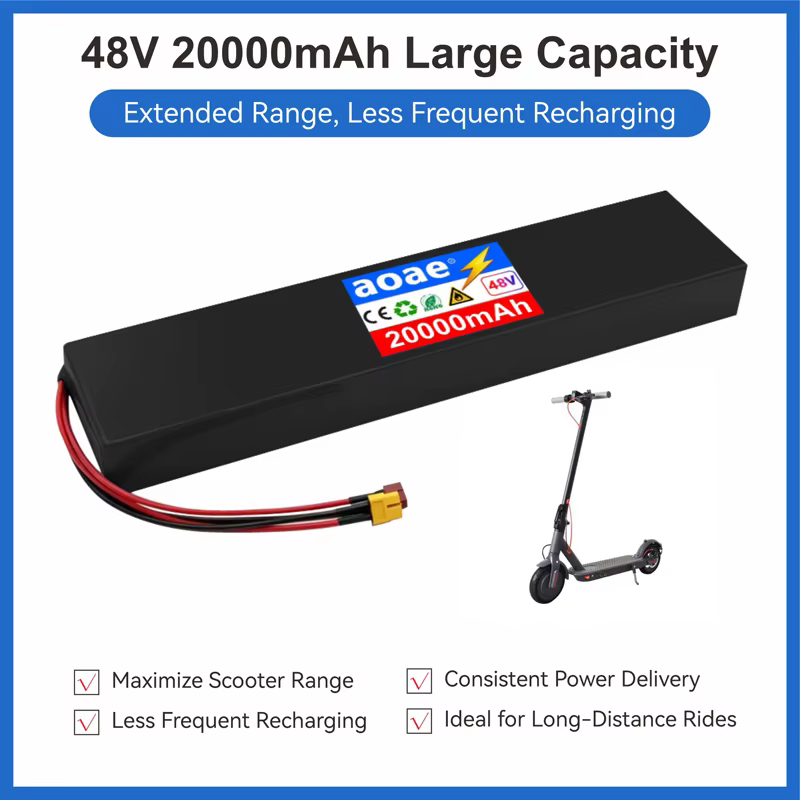 Batterie de scooter électrique 48V 13S4P 20Ah 18650 cellules de qualité A avec BMS intégré XT60 JST pour Kugoo M4 M4Pro MaxSpeed Series Long Range