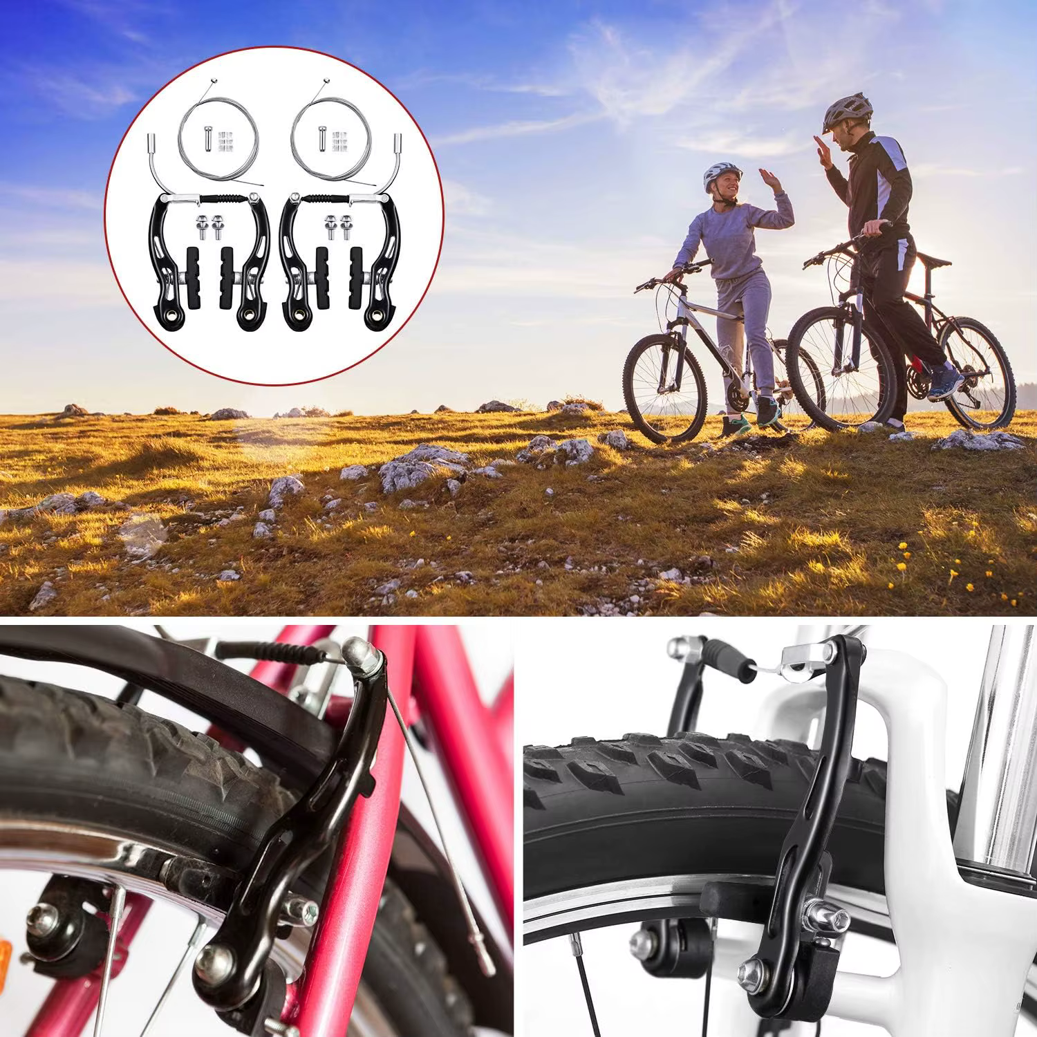 2 ensembles d'étrier de frein en V pour vélo de montagne en alliage d'aluminium