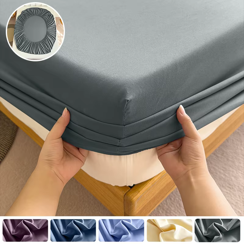 Drap-housse 90/120/150/180x200 avec bande élastique, couleur unie, protège-matelas, pour lits simples, doubles et king size, en polyester