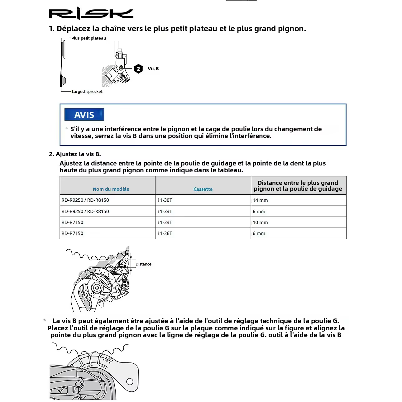 Outil de réglage du dérailleur arrière électrique 12T 1/2 RISK pour vélo de route