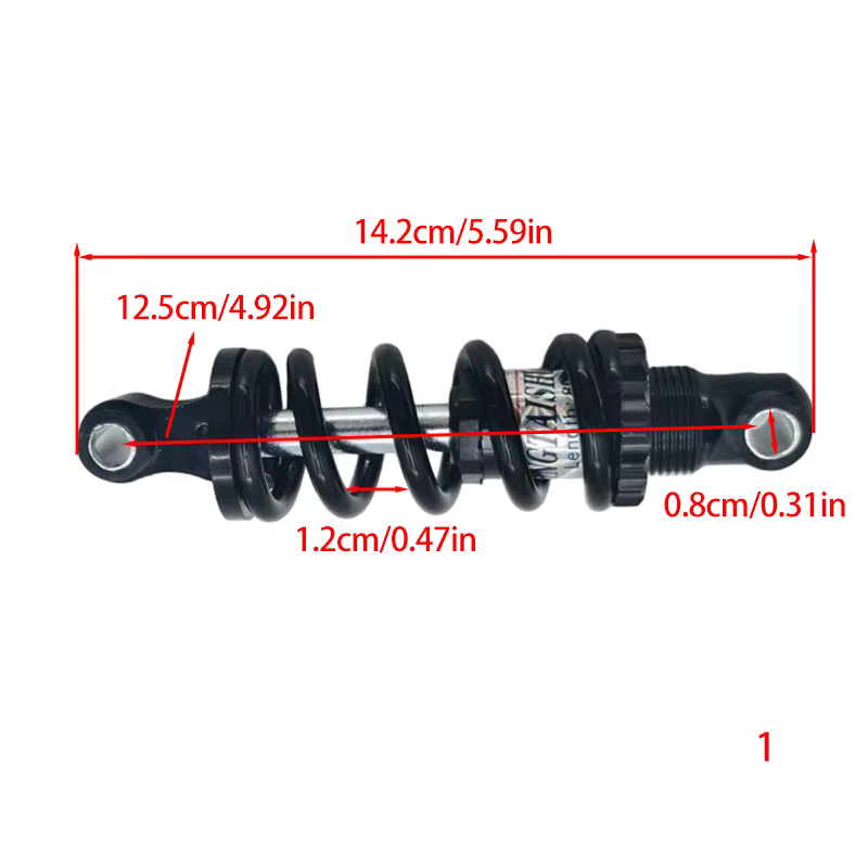 Amortisseurs 125MM noirs pour trottinettes électriques – Amortisseur à ressort de haute qualité – Pièces et accessoires