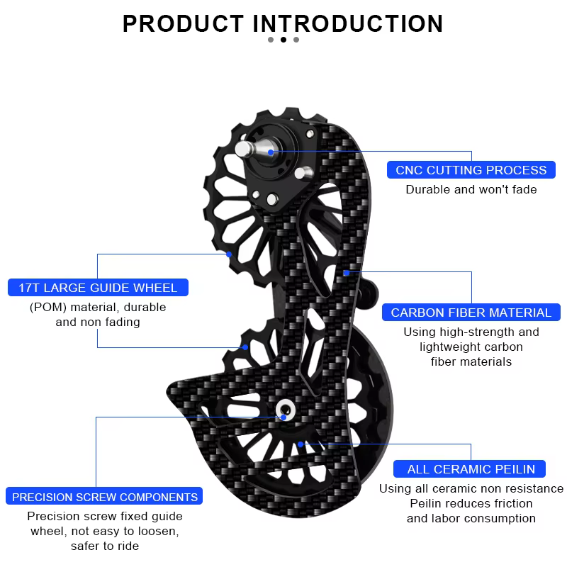 Dérailleur arrière de vélo en Fiber de carbone et céramique