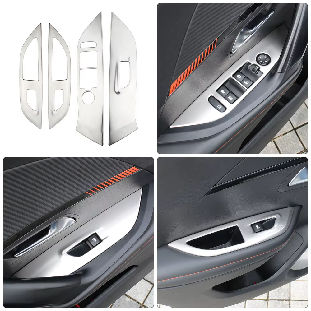 Autocollant de couverture de panneau de lève-vitre d'accoudoir de porte, accessoires LHD pour Peugeot 2008 2019-2023 E2008 2020-2022