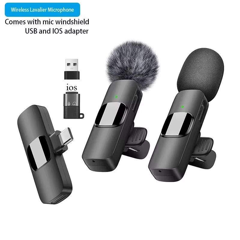 Microphones sans fil pour Android, iPhone, Type C, iOS, mini microphone cravate avec clip pour l'enregistrement vidéo, mini micro