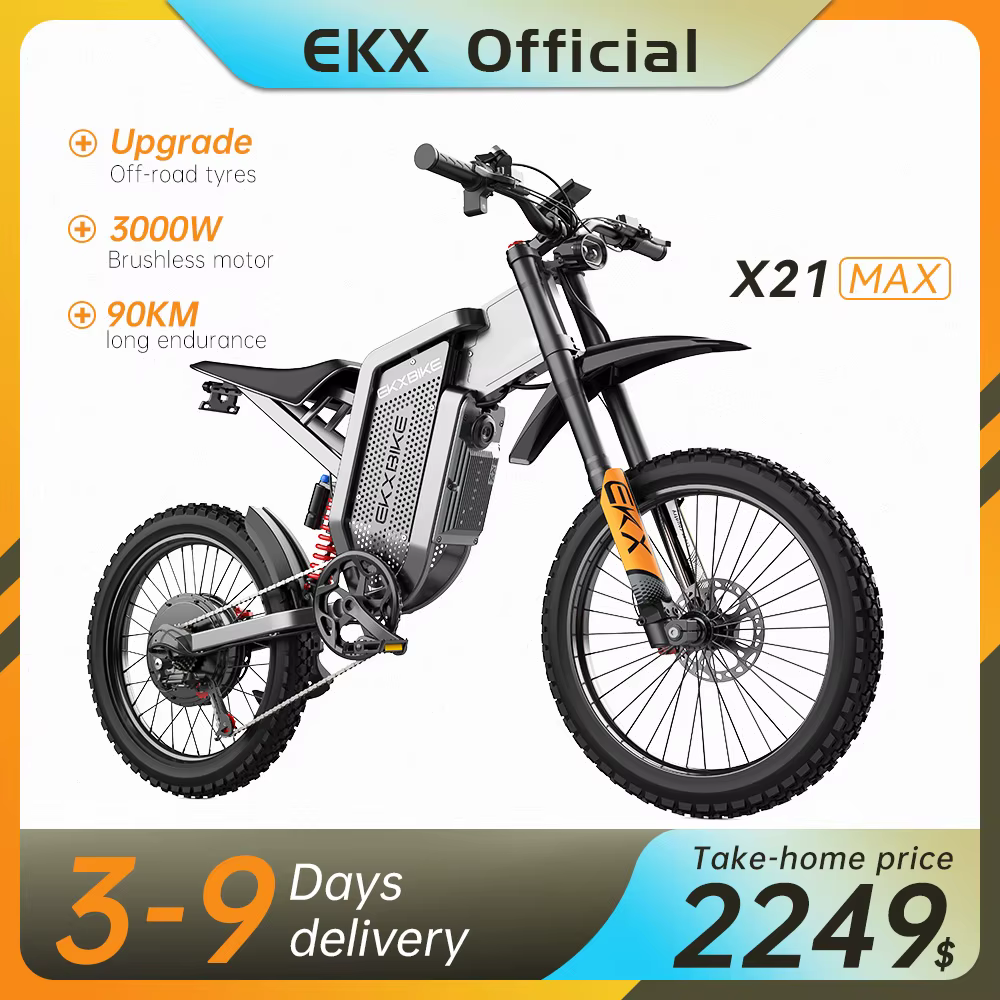 EKX X21 Max motos électriques 3000W moteurs sans engrenage sans brosse 60V30AH vitesse de la batterie au Lithium 85Kmh adulte hors route Ebike