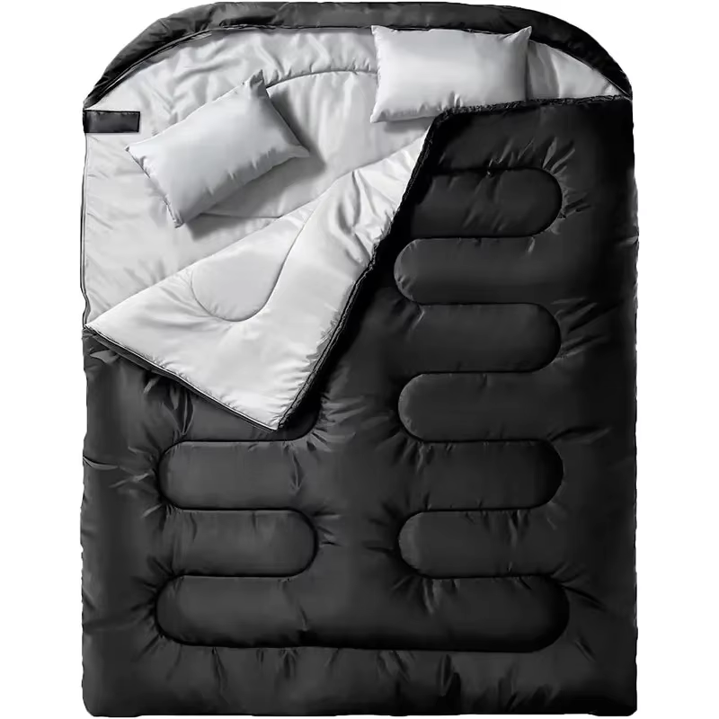 Sacs de couchage doubles pour deux adultes, avec oreiller, toutes saisons, temps froid, maintien au chaud