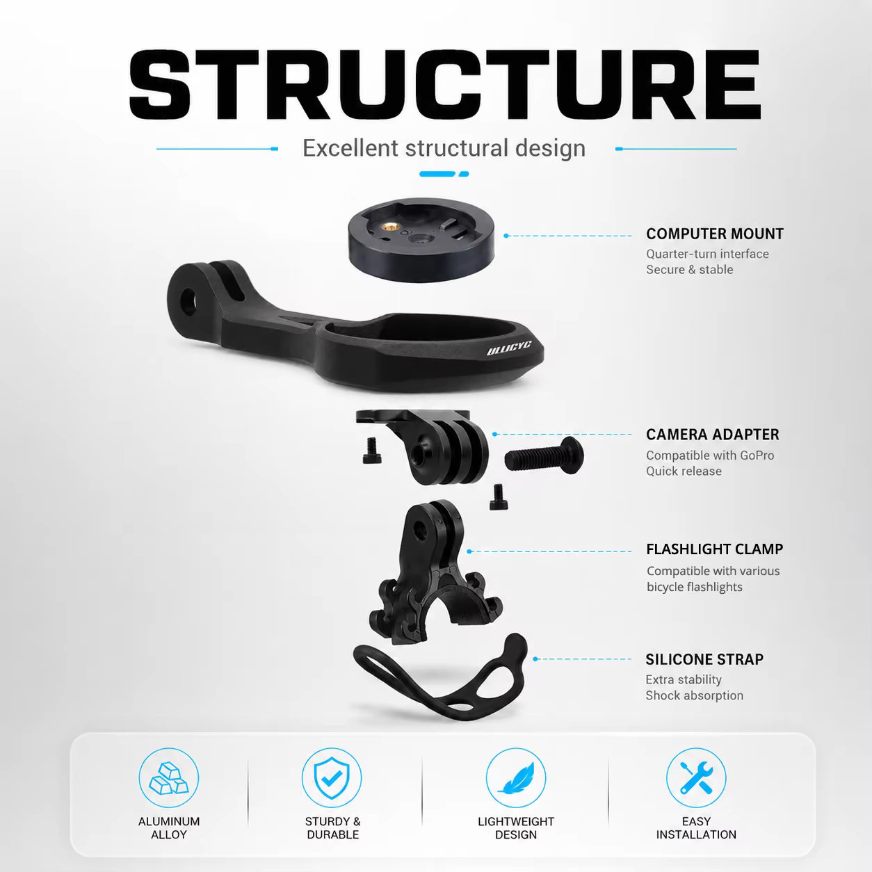 Pour Trek Bontrager Blendr BMC ICS Cervelo tige de vélo guidon avant Gopro Combo support pour Garmin Wahoo Bryton