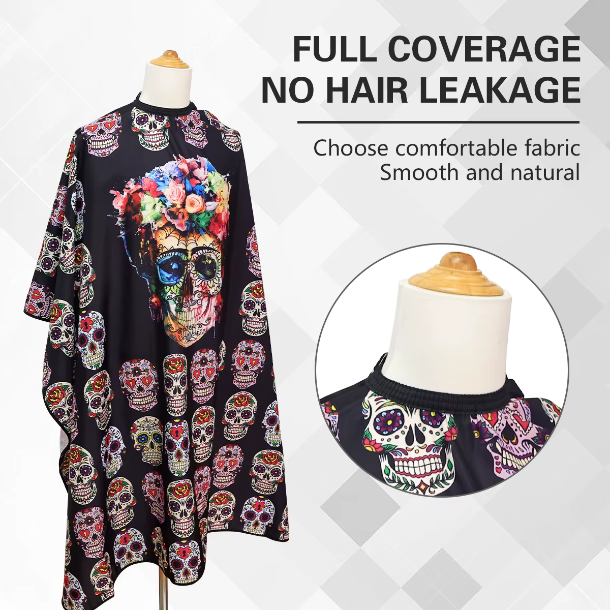 Capes de coupe de cheveux pour barbier, motif rétro, tête de mort, imperméable, coiffeur, robe de salon de coiffure, antistatique, grill, fournitures de salon