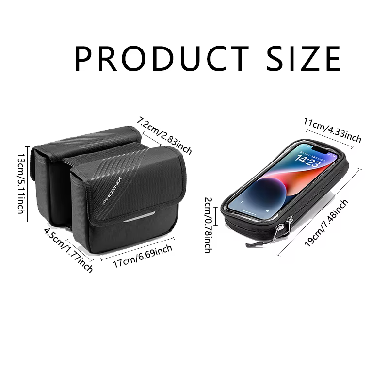 Sacoche pour tube supérieur de vélo avec étui de téléphone
