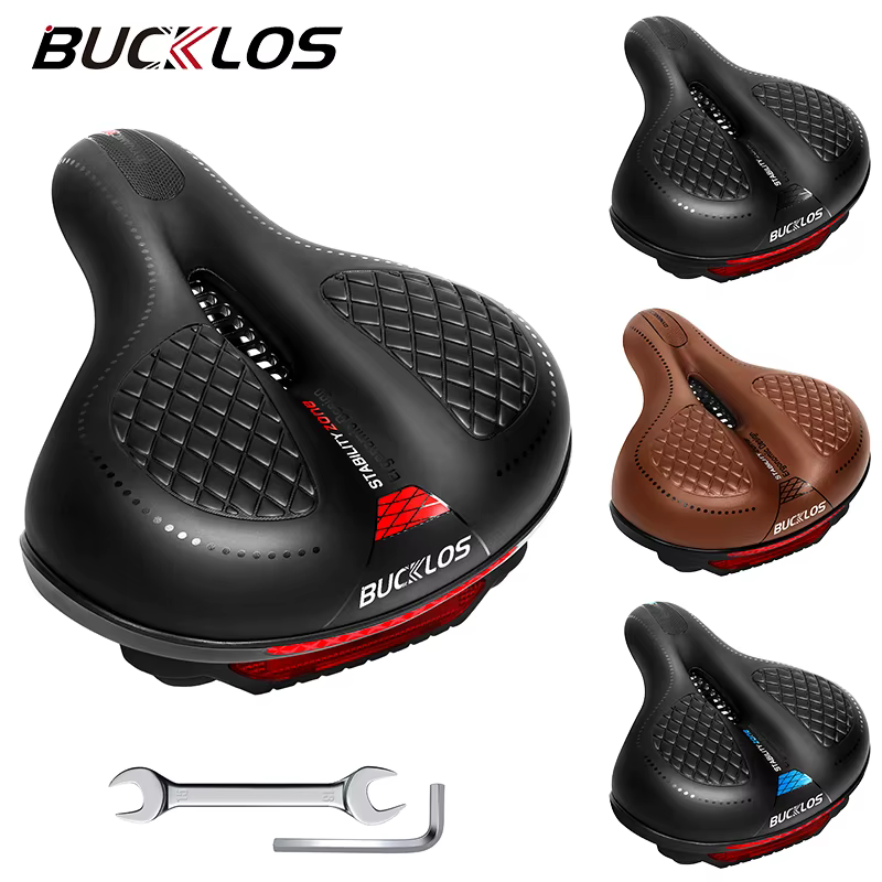 BUCKLOS Selle de vélo avec grand coussin léger et large