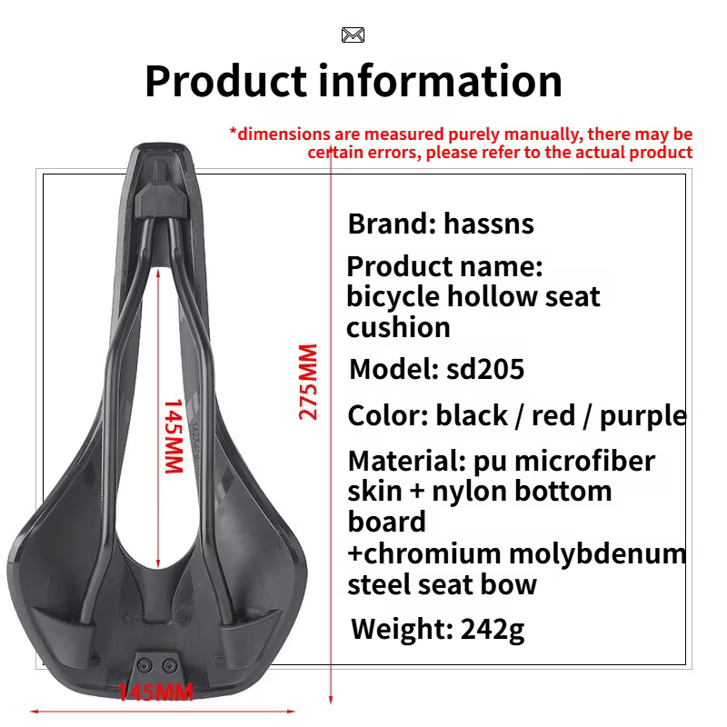 Selle de vélo en cuir HASSNS 145 mm