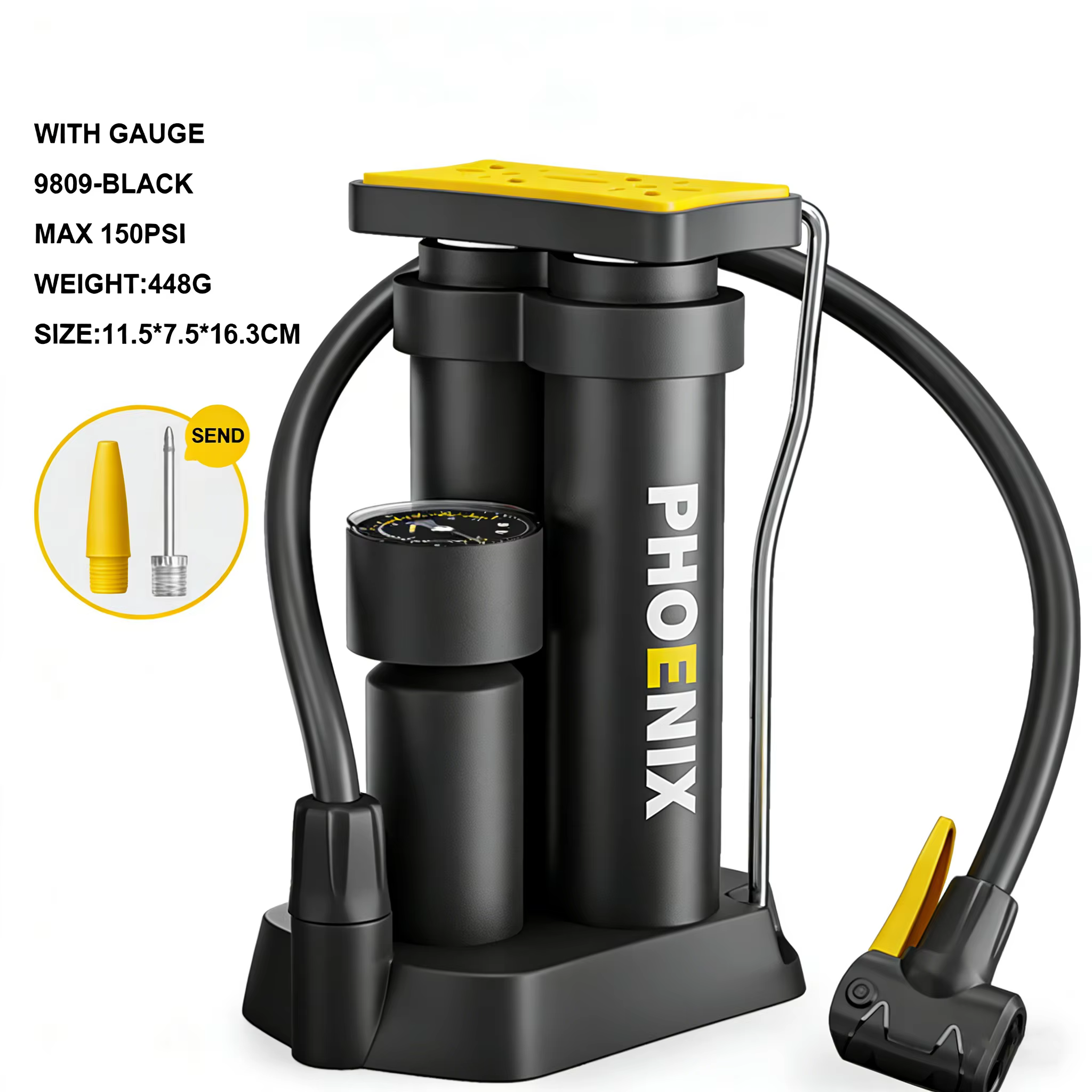 XUNTING Double cylindre vtt haute pression 150 PSI pompe à vélo Portable