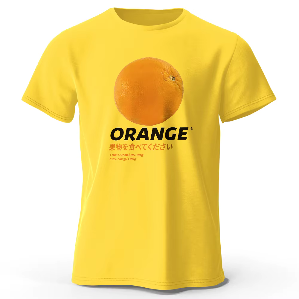 T-shirt imprimé fruits orange – Haut d'été frais et vibrant pour hommes et femmes, t-shirt en pur coton doux et confortable