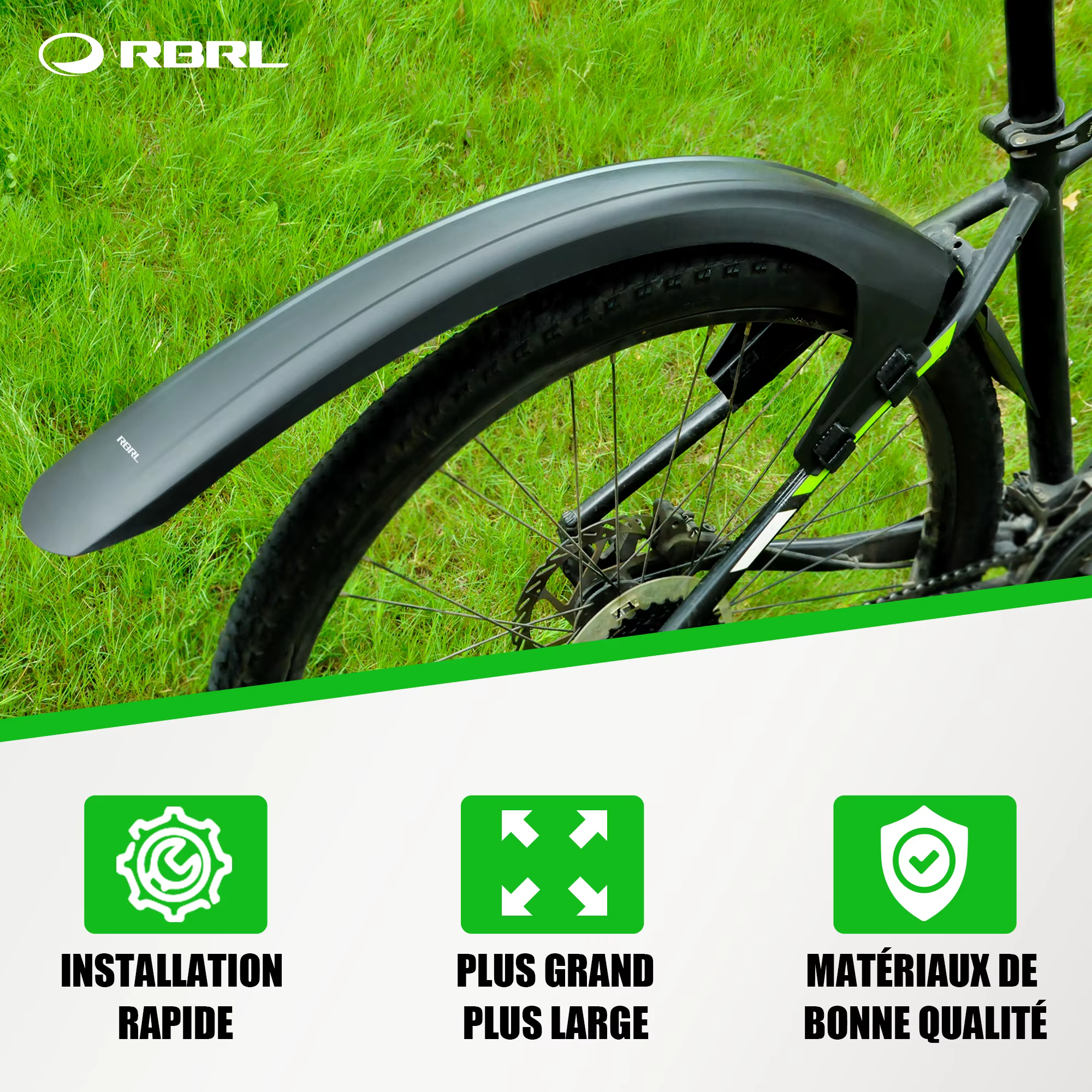 RBRL garde-boue de vélo élargi étendu Compatible avec 3 "largeur de pneu 26-29