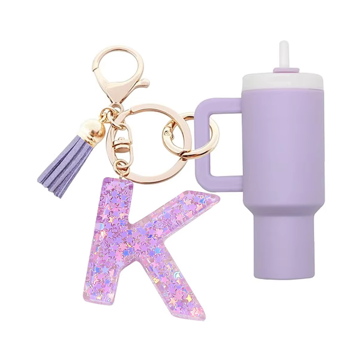 1 ensemble d'accessoires Stanley Cup, mini porte-clés pour femme, accessoires lettre initiale, accessoires pour sac à dos, porte-clés mignon pour fille