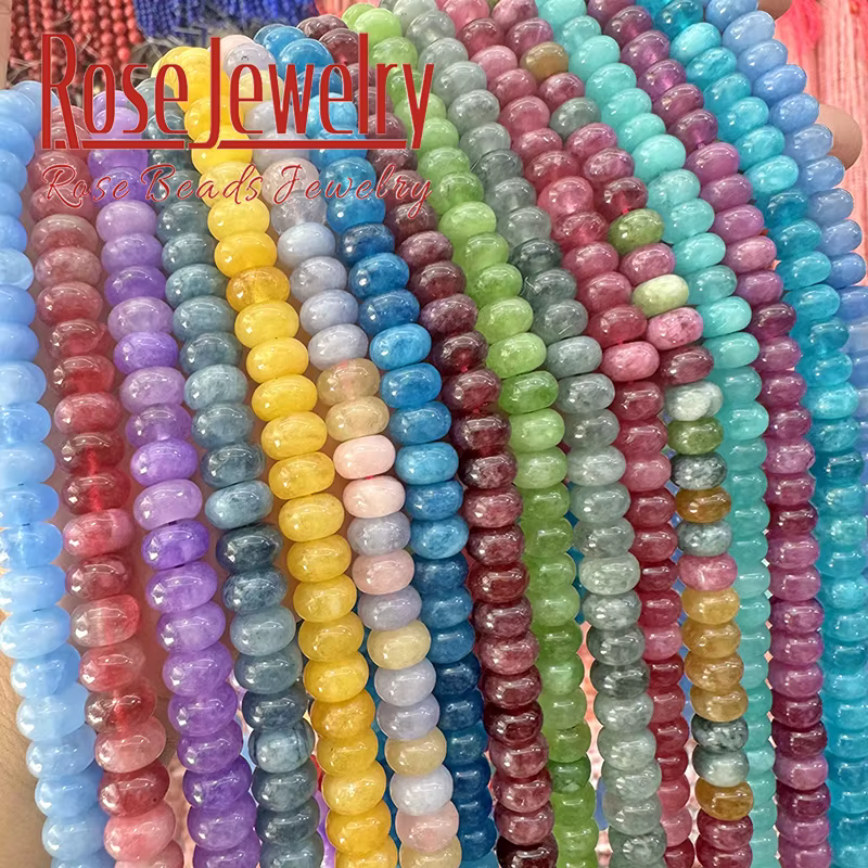 Perles Rondes en Tourmaline, Boulier, Jades Colorés Naturels, pour Bijoux de Direction, DIY, Bracelets, Colliers de la raq, 5x8mm, 15 Pouces