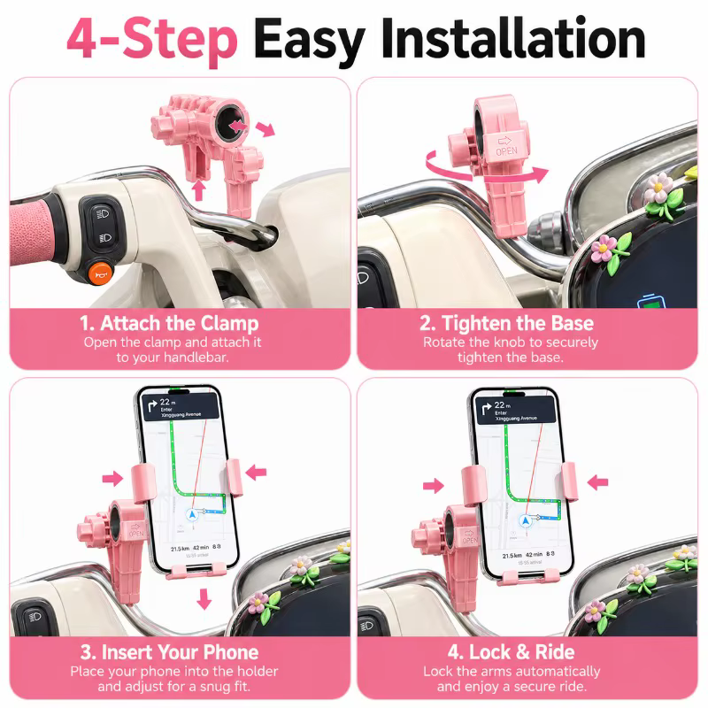 Support de téléphone pour scooter avec protection solaire et pluie