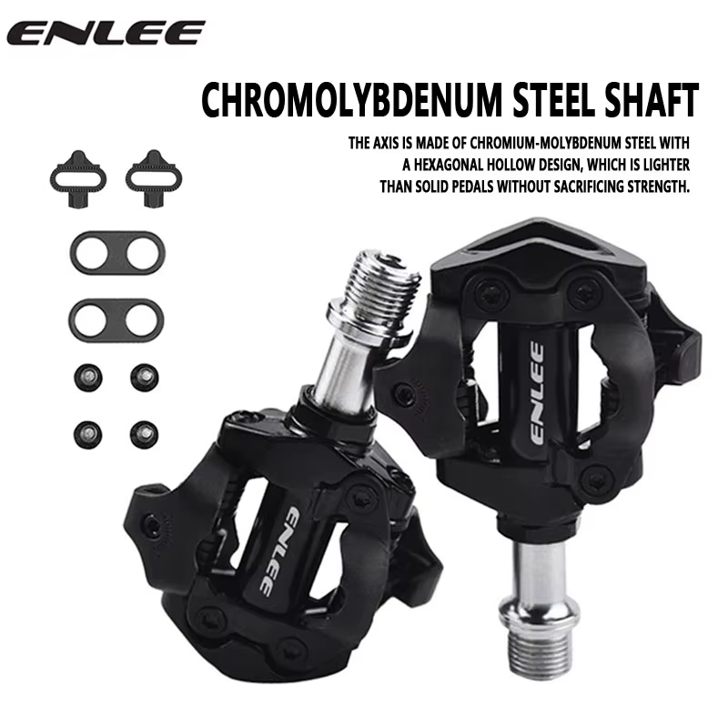 ENLEE pédale de verrouillage de vélo 1 avec taquet gratuit pour système SPD vtt route aluminium anti-dérapant roulement