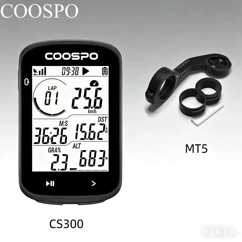 Ordinateur de vélo sans fil GPS MT5 COOSPO CS300, compteur de vitesse et odomètre 2,6 pouces, synchronisation de la pente, ANT+, IPX7, compteur de vitesse et odomètre pour le cyclisme
