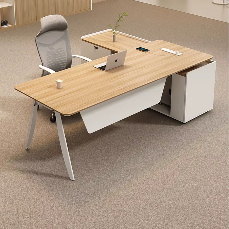 Bureau d'étude en bois moderne, design luxueux et gain de place, pour ordinateur, esthétique, mobilier de bureau sûr et élégant