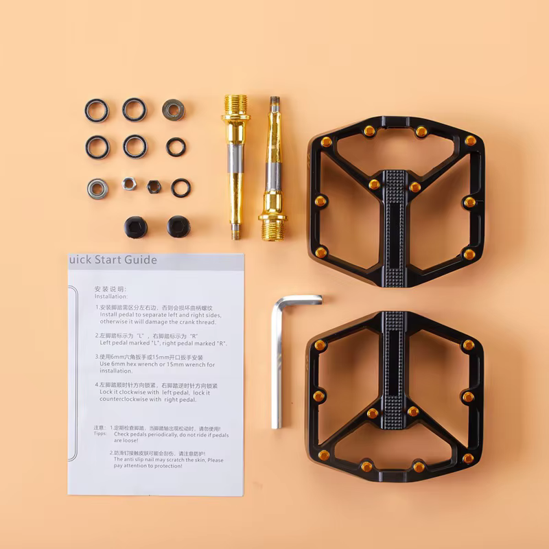 Pédales de vélo dorées en aluminium Perrin
