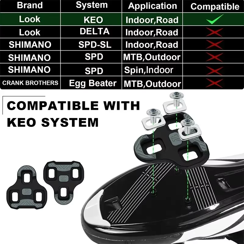 Pédales de vélo de route BUCKLOS en carbone/nylon