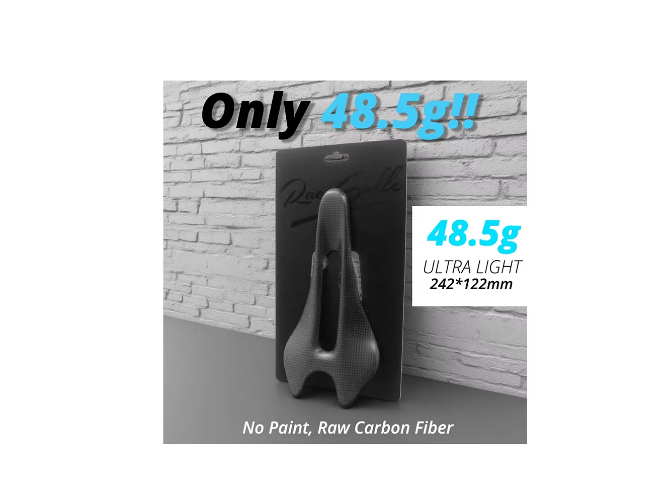 Selle de vélo ULLICYC entièrement en carbone 48g 3K Raw Matte 242x122mm 7x9mm Rail ovale