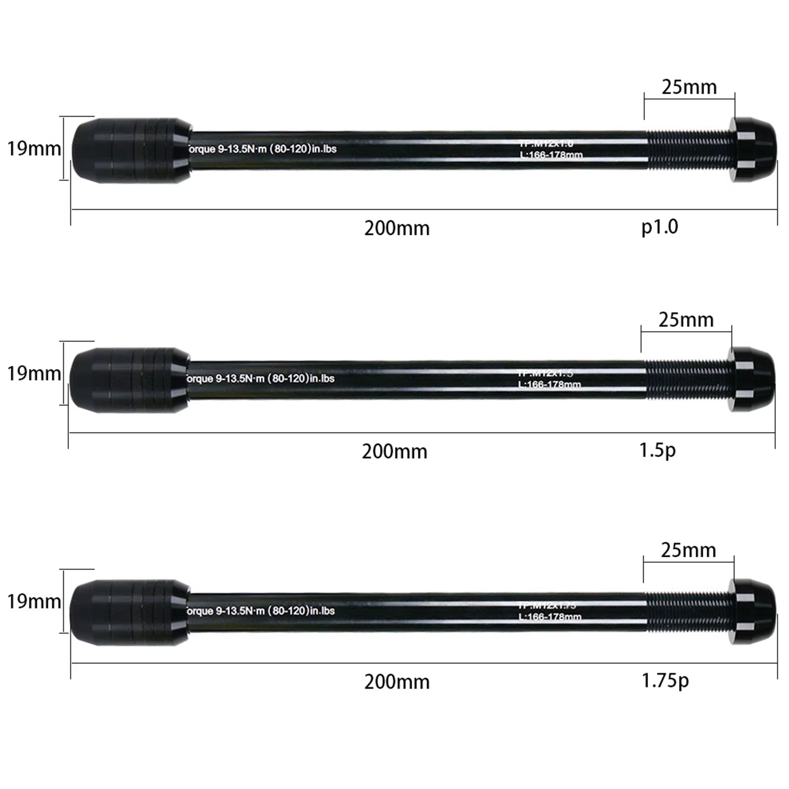 Axe traversant pour vélo d'entraînement 12x142-148mm en alliage d'aluminium usiné CNC pour cyclisme en salle P1.0 P1.5 P1.75
