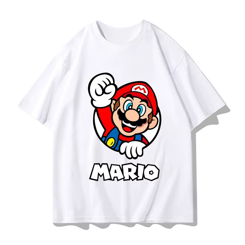 T-shirt Mario Joint-Label pour garçons et filles, ensemble assorti pour la famille, élégant, polyvalent, en coton, à manches courtes, col rond, été
