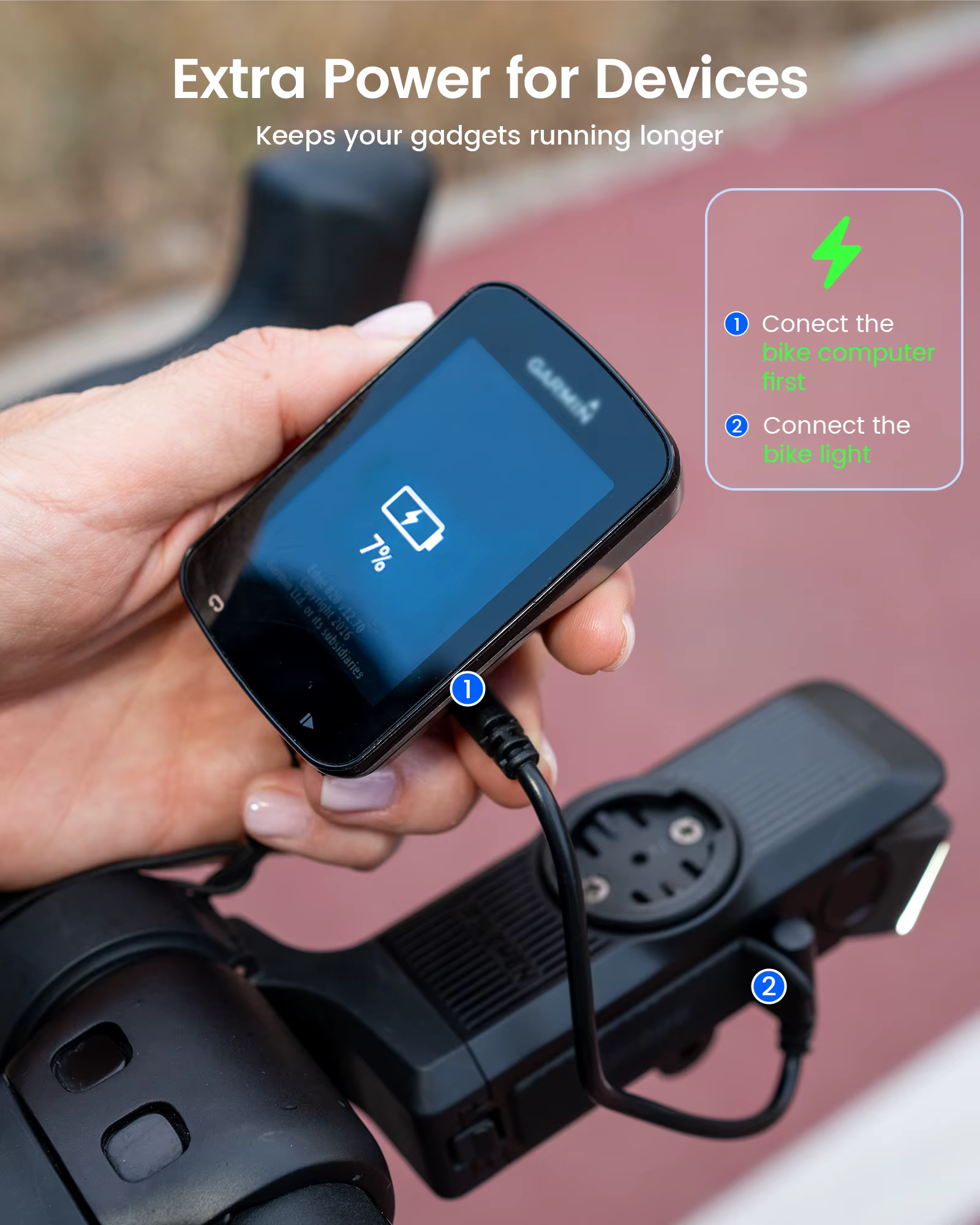RAVEMEN Kit d'éclairage de vélo FR1000 phare pour Garmin Wahoo Bryton GPS CL01 feu arrière Rechargeable ensemble de